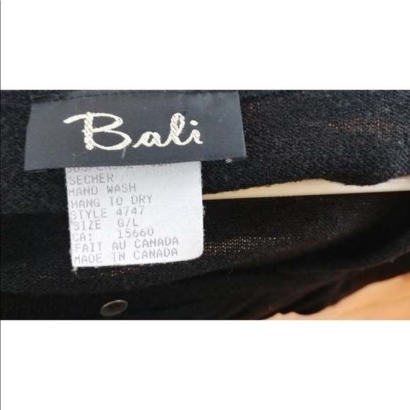 3/$20 Bali Pullover Black Gray Sweater Size L Peplum Zipper Pockets 3/4 Sleeves - Picture 12 of 13